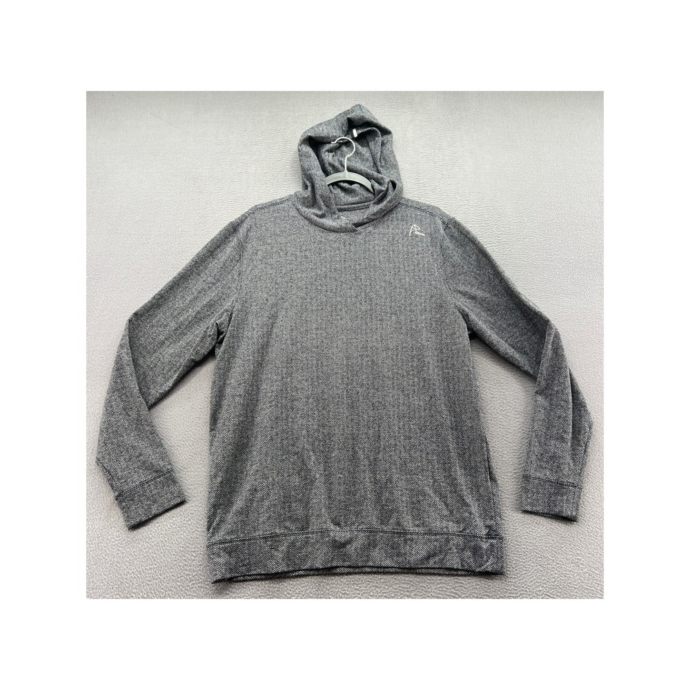 Rhoback Pullover Mens M Grey Herringbone Performance Hoodie Long Sleeve
